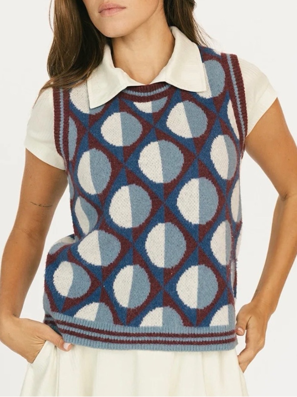 NWT Fore All Yale Sweater Vest Merlot Retro Size S